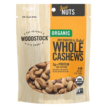 Organic Whole Cashews, Dry Roasted & Salted