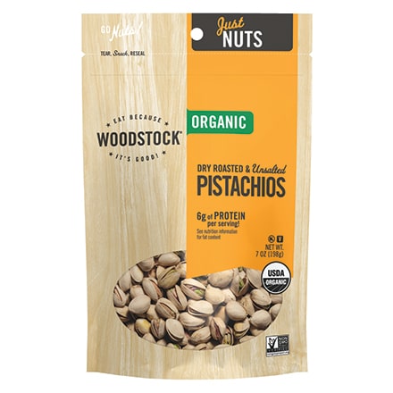 Organic Pistachios, Dry Roasted & Unsalted