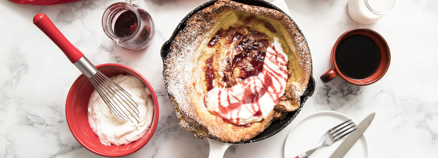 Lemon Dutch Baby with Strawberry Syrup