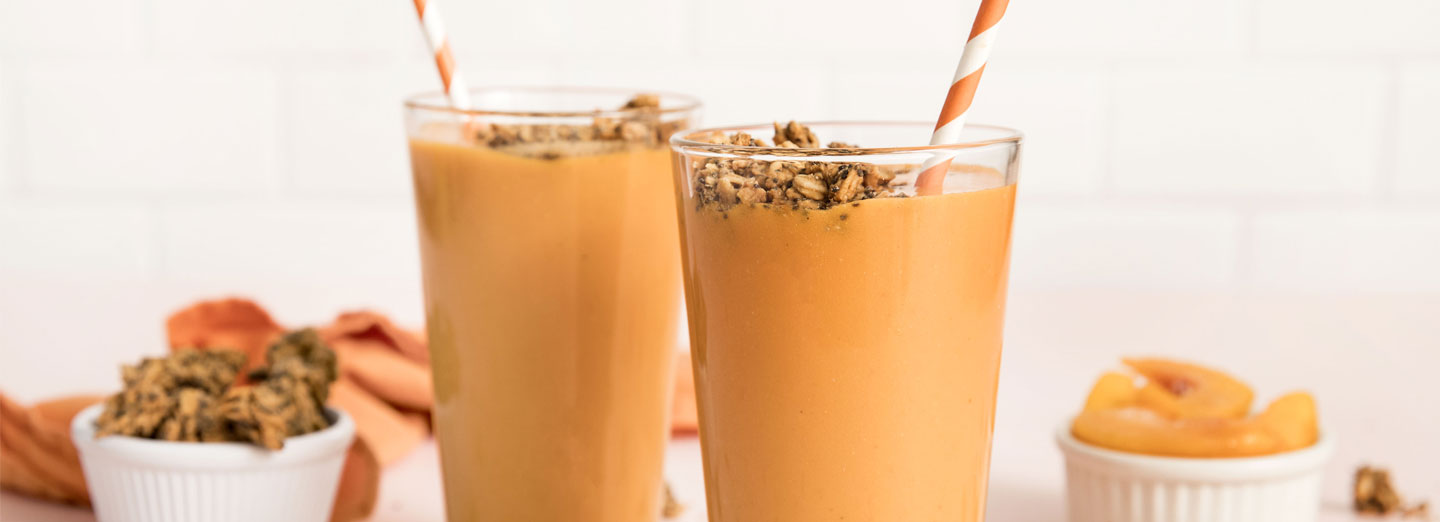 Peach-Turmeric Smoothie with Peanut Butter Crumble